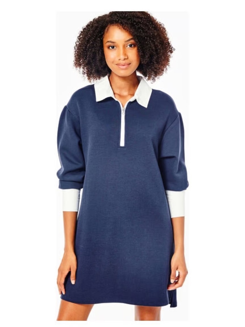 ADDISON BAY‎ Navy Rugby Sweatshirt Mini Dres Size Large Preppy Nautical
